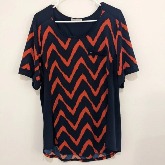 2X Claudia Richard Chevron Navy Blue and Orange - Picture 1 of 5